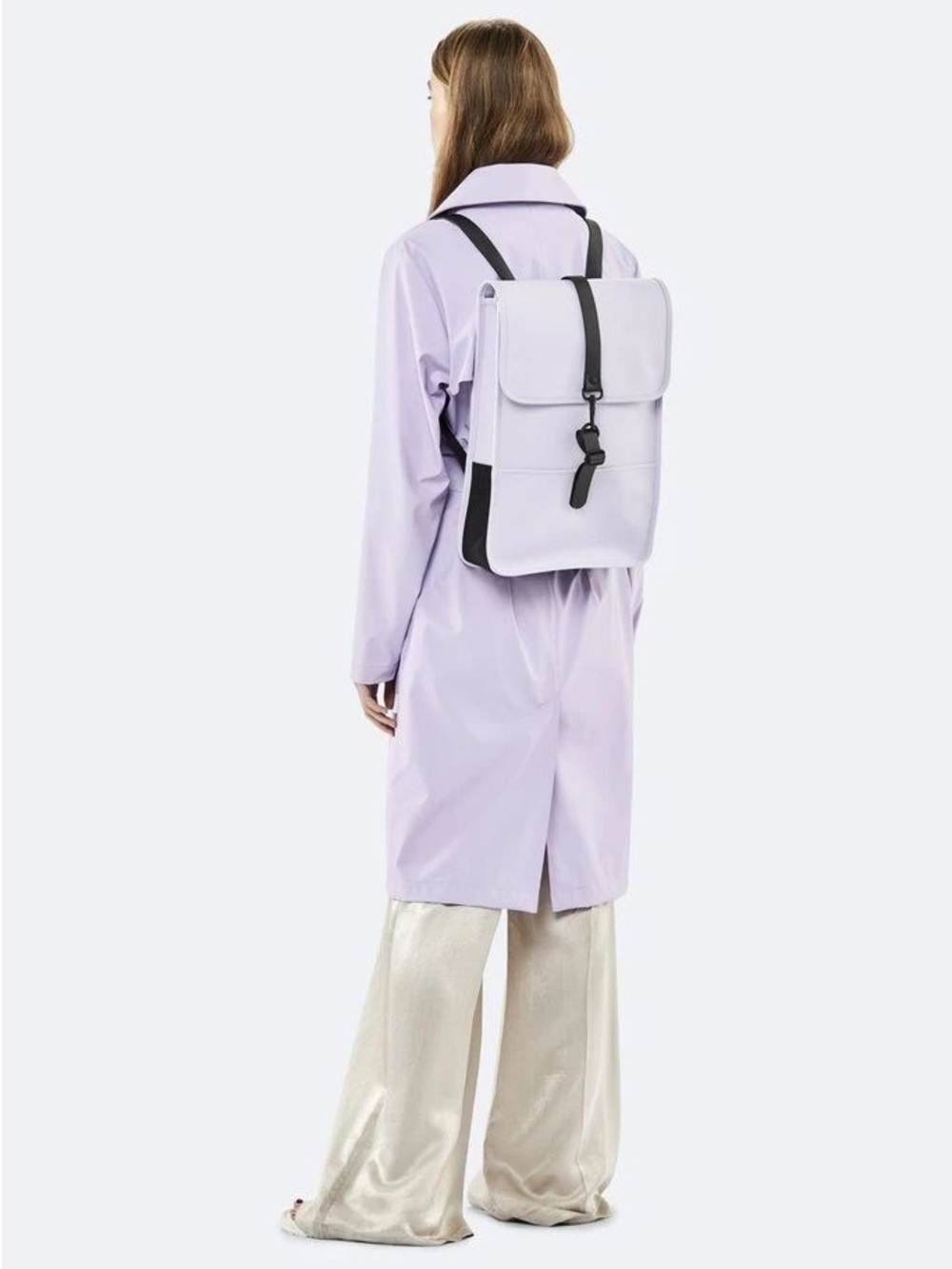 Rains Lilac Roll-Top Backpack with Black Straps